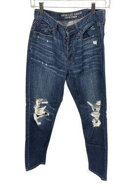 American Eagle Womens Vintage Hi-Rise Button Fly Distressed Jeans Sz 4